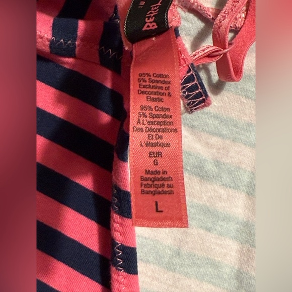 BETSEY JOHNSON INTIMATES TOP | Pink/Blue Stripes | Size L - Picture 7 of 9